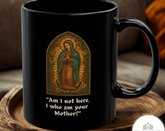 Mug design vitrail Notre-Dame de Guadalupe - tasse à café catholique, tasse citation mariale, cadeau catholique pour femme