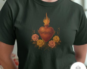 Sacred Heart of Jesus T-Shirt - Vintage Catholic Art Tee, Catholic Apparel, Sacred Heart Gift, Catholic Gift for Women