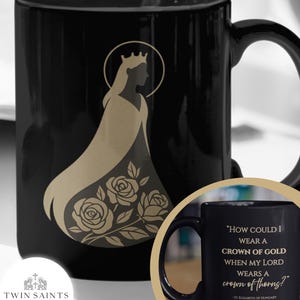 St. Elizabeth of Hungary Mug - Catholic Coffee Mug for Women, Catholic Gift for Her, Silhouette Design and St. Elizabeth Quote