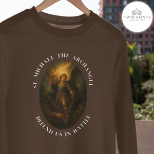 St. Michael the Archangel Oil Painting-Style Crewneck Sweatshirt - Catholic Saint Apparel, Catholic Crewneck, Faith-Based Gift