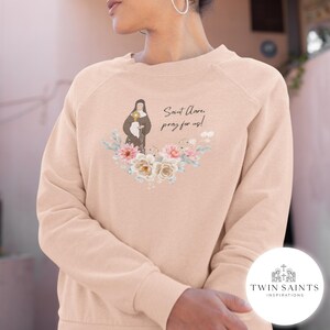 St. Clare of Assisi Floral Crewneck Sweatshirt - Catholic Gift for Women, Faith Apparel