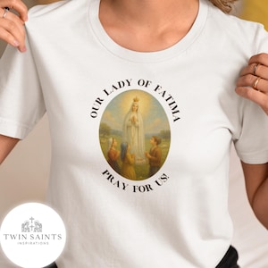 Our Lady of Fatima Oil Painting-Style T-Shirt - Catholic T-Shirt, Religious Artwork Apparel, Marian Apparition Gift