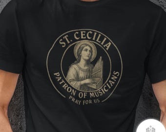 GW価格‼️St.cecilia BOMBORI CHECK T-SHIRT Saint Cecilia Comfort Colors Shirt, Catholic Music Minister Patron