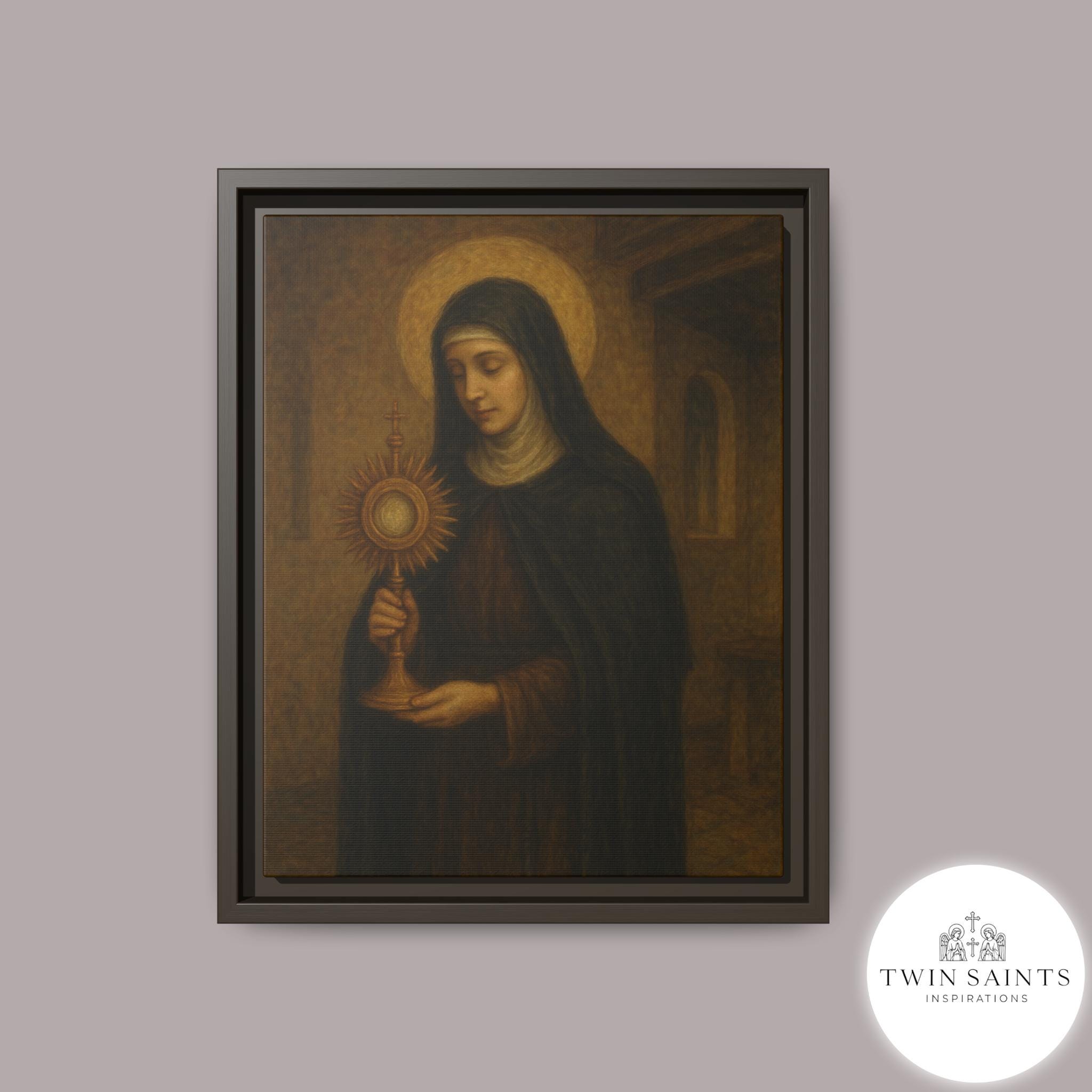 St. Clare of Assisi Oil Painting-style Framed Canvas- Catholic Wall Art ...