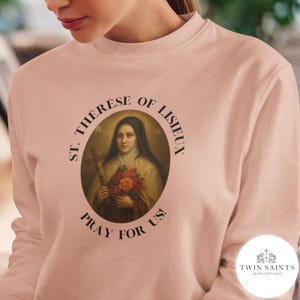 St. Thérèse of Lisieux Oil Painting-Style Crewneck Sweatshirt - Little Flower Apparel, Catholic Saint Sweatshirt