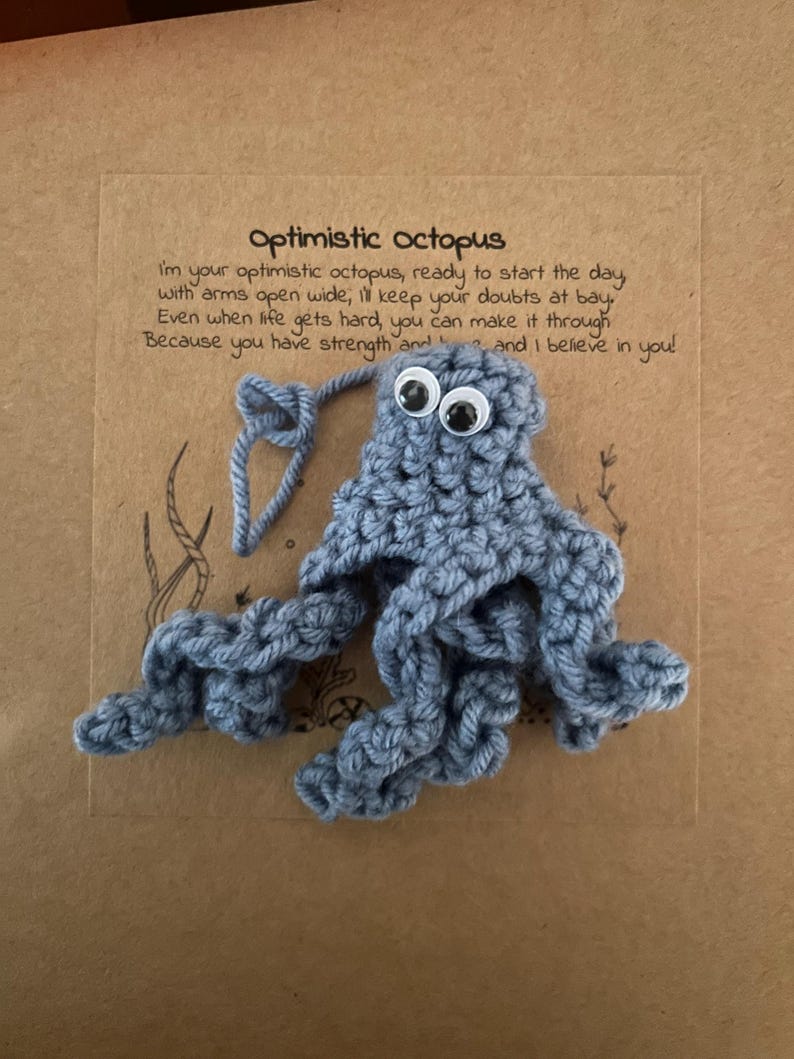 Optimistic Octopus - Motivational, Handmade Crochet Gift. Perfect Self ...