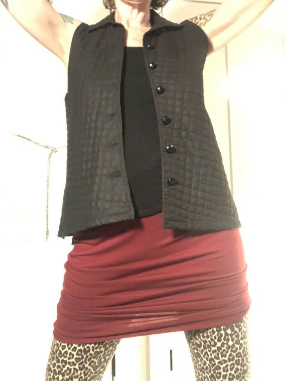 Betsey Johnson Punk Label Black Quilted Vest Butto