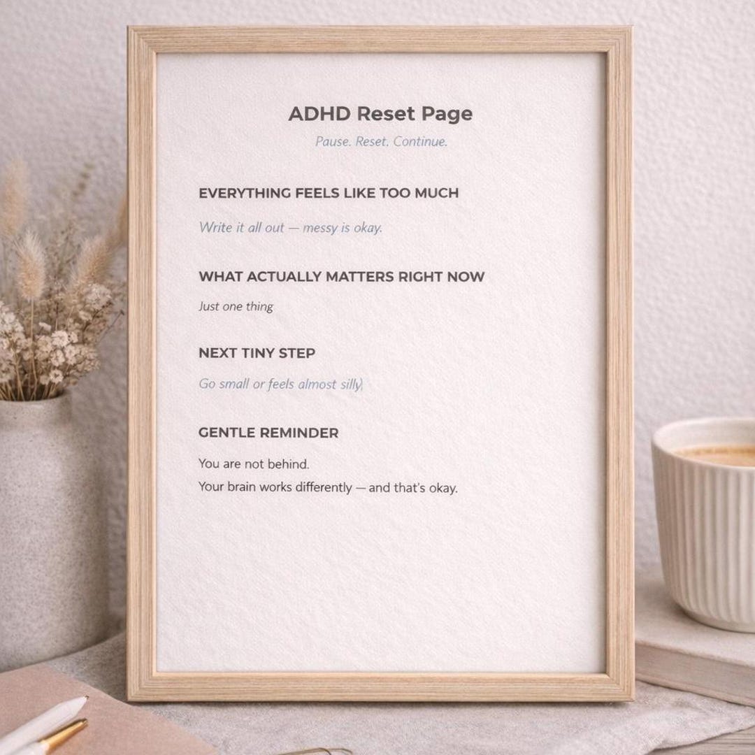 ADHD Reset Page Printable | Calm Overwhelm Worksheet for Adults ...