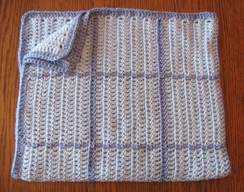 Handmade Blue Crocheted Baby Blanket Afghan