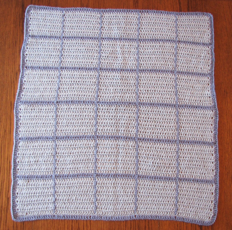 Handmade Blue Crocheted Baby Blanket Afghan