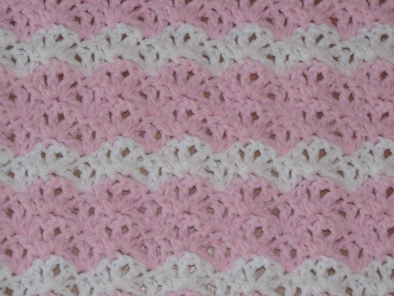 Handmade Pastel Pink and White Crocheted Baby Blanket Afghan Etsy