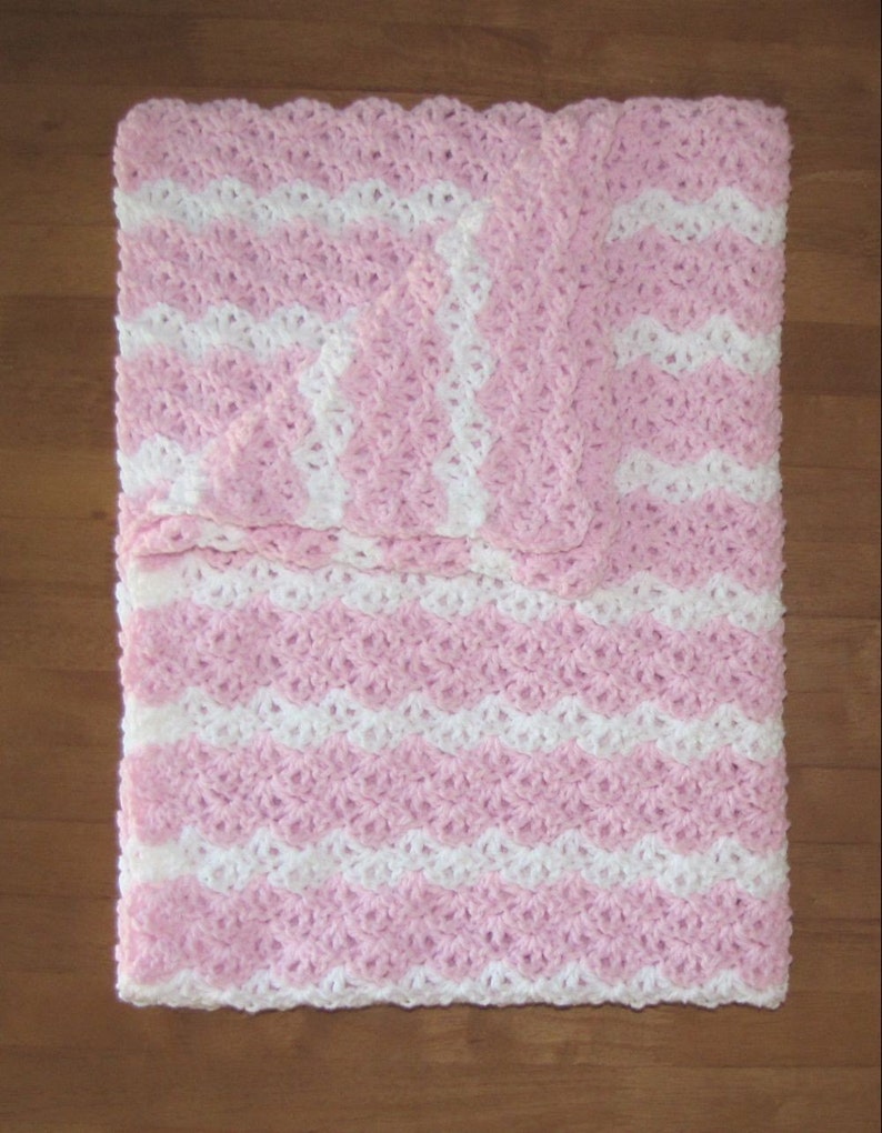 Handmade Pastel Pink and White Crocheted Baby Blanket Afghan Etsy
