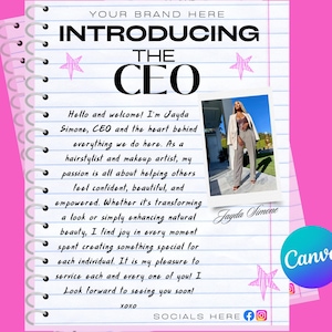 DIY Meet the CEO Flyer Template, Introducing the CEO Editable Beauty Template, Premade Flyer for Entrepreneur, Instant Download