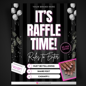Editable Flyer Template, Raffle Flyer DIY, Nail Tech, Hairstylist, MUA, Braider Flyer, Giveaway Raffle Flyer