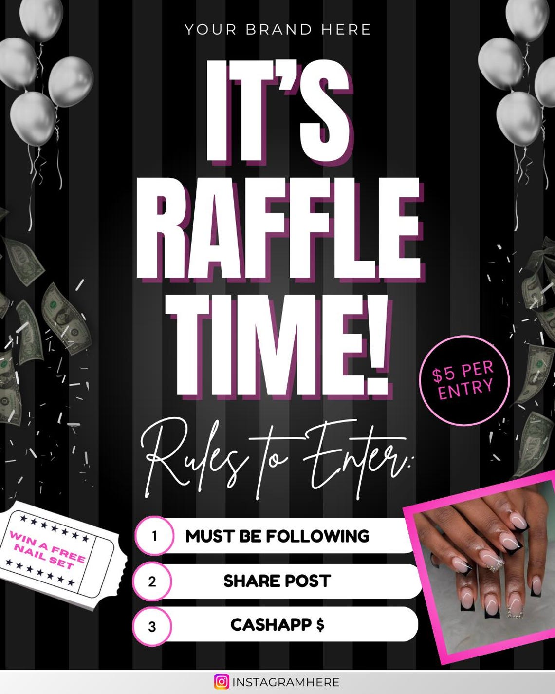 Tech Design Raffle Editable Flyer Template, Raffle Flyer DIY, Nail Tech, Hairstylist, MUA ...