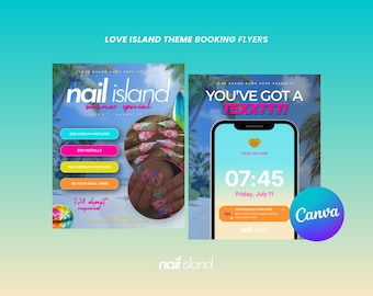 Summer Booking Flyer, DIY Editable Flyer Template for Summer Specials, Nail Tech Summer Theme Template Flyer Island, Nail Booking Flyer