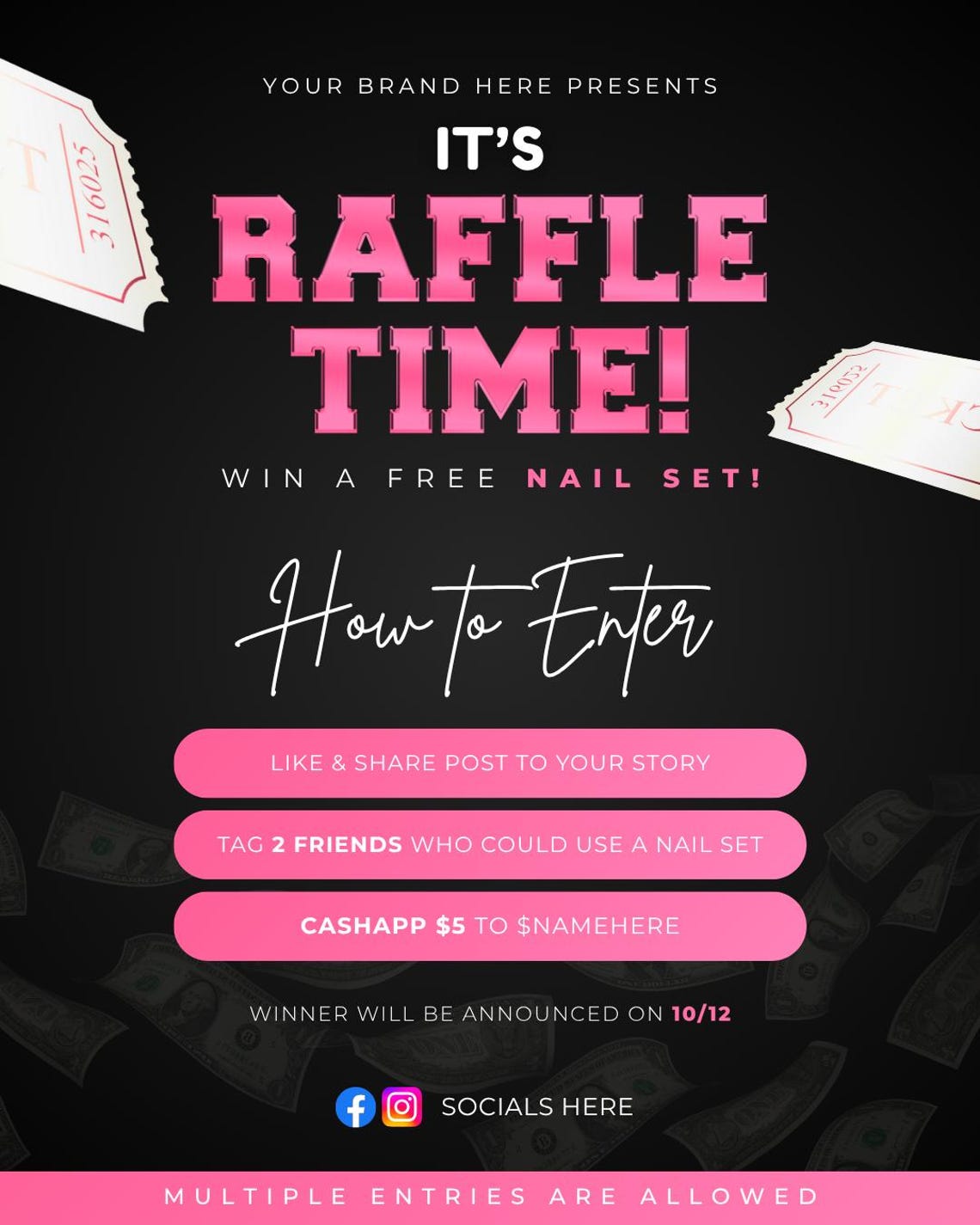 Spa Raffle Template Editable Raffle Flyer Template: DIY Beauty Giveaway (digital Download ...