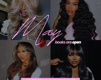 MayBookingFlyer, May Books Open, Nail Tech, Hairstylist, MUA, Lash Tech Bearbeitbarer Buchungsflyer DIY, Canva Download