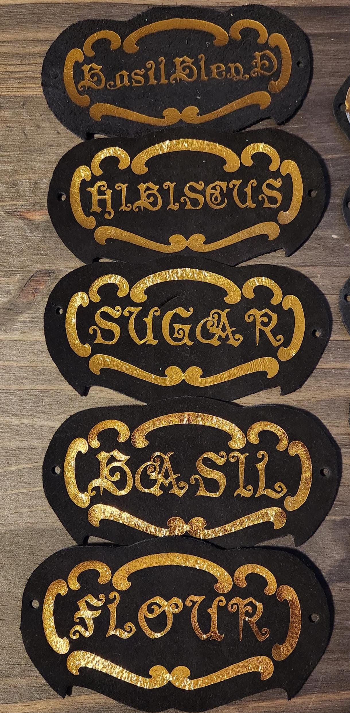 Kitchen Tags Black Kitchen Labels for Containers | Leather Apothecary Ingredient ...