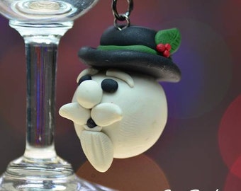 snowman, Christmas Ornament, Christmas Pendant, Hand sculpted, Polymer Clay Christmas Tree Ornament,  Snowman ornament