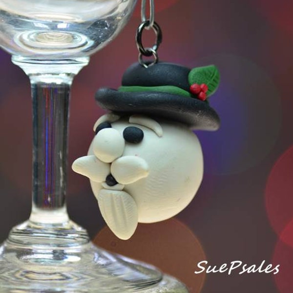 sneeuwpop, Kerst ornament, Kerstmis Hanger, Hand gebeeldhouwd, Polymeer Klei Kerstboom Ornament, Sneeuwpop ornament