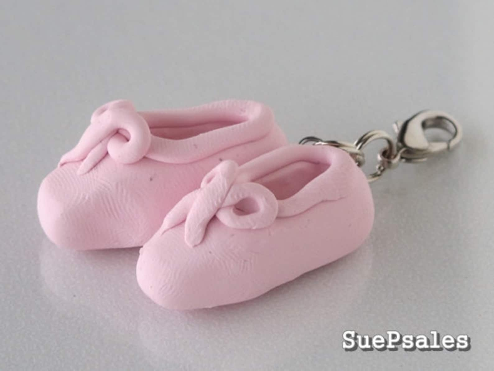 ballet slippers, polymer clay ballet slippers charm, bag charm, keychain, pink, ballerina bag charm, ballet bag charm, ballet te