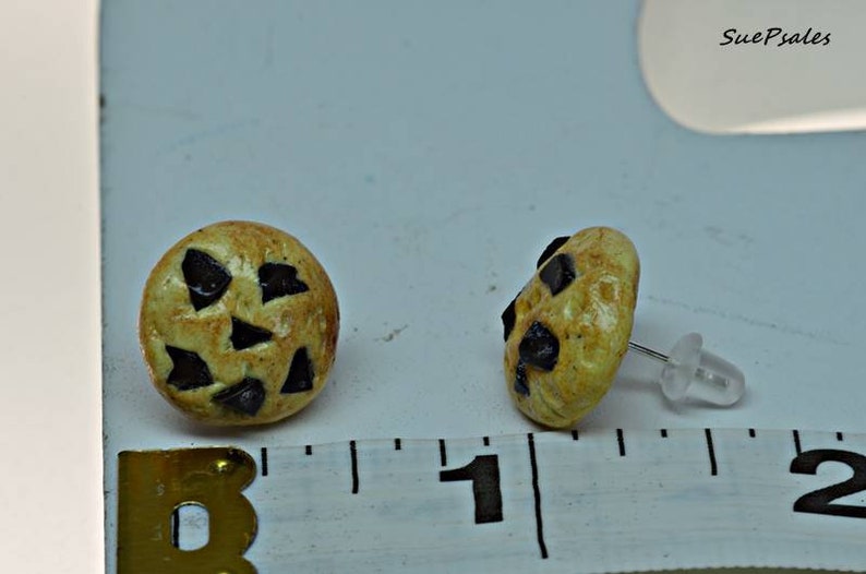fake food polymer clay food earrings earrings miniature food faux food Chocolate chip cookie earrings cookie earrings cookies