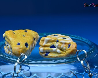 Food Earrings, Blueberry Scones,  polymer clay, food porn earrings, bakers gift, bakers earrings, bakers jewelry, mini food earrings, scones