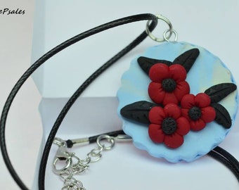 Flower Pendant, Floral Necklace, Polymer Clay Flower Necklace, Flower Necklace, Polymer clay, florist gift, gardeners gift