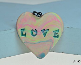 Valentines Gift, Love Heart Pendant, Heart Shaped Pendant, Polymer Clay, Valentines Necklace, Be my valentine, necklace, pendant, love