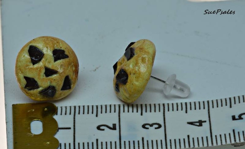 fake food polymer clay food earrings earrings miniature food faux food Chocolate chip cookie earrings cookie earrings cookies