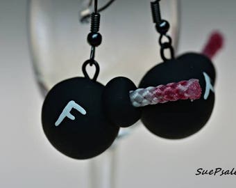 F Bomb Earrings, Clay Earrings, Funny Earrings, Polymer clay earrings, polymer clay, clay earrings, earrings, black earrings, bomb earrings