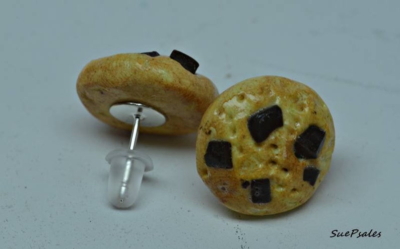 fake food polymer clay food earrings earrings miniature food faux food Chocolate chip cookie earrings cookie earrings cookies