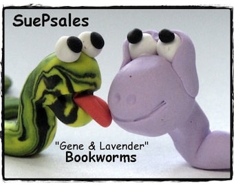 2 Polymer Clay Bookworms Bookmarks 3D Bookmarks Funny Bookmarks Cute Bookmarks Reading Buddies