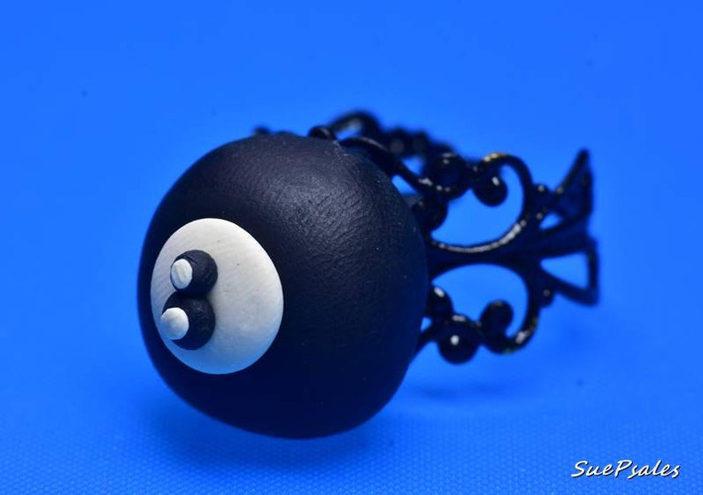 8 Ball Ring, Polymer Clay, Billiards Ring, Pool Ball Ring, Pool Ball