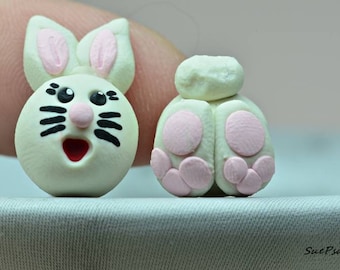 Pasen oorbellen Kids oorbellen, nieuwheid oorbellen, Easter Bunny oorbellen, Bunny gezicht, Bunny Bum oorbellen, schattige oorbellen, Polymer Clay Pasen