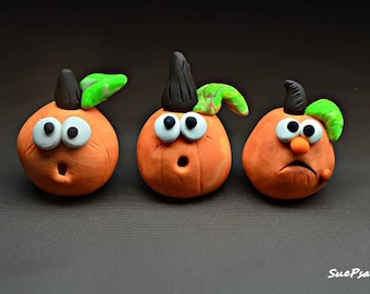 Pumpkins, Polymer Clay Pumpkins, Thanksgiving Miniatures, Miniature Pumpkin Heads, Fairy Garden Decor, Halloween, Thanksgiving decor