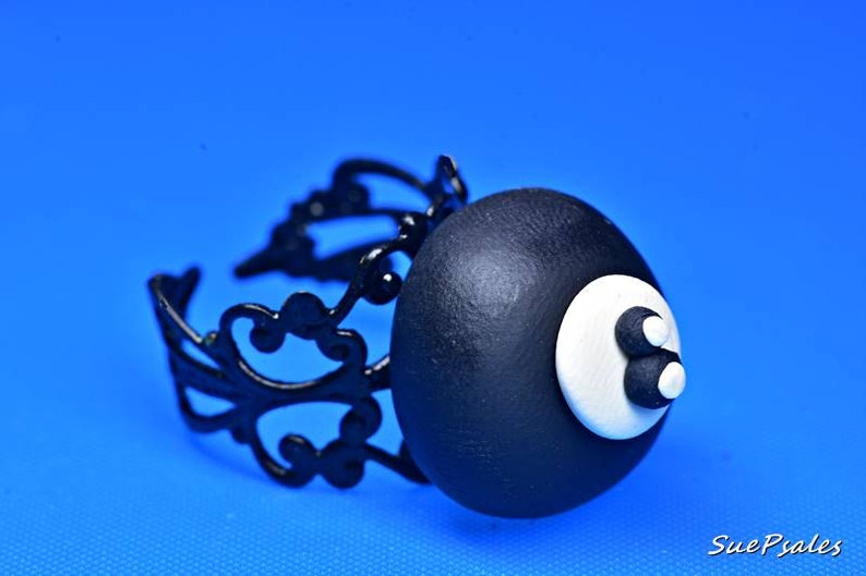 8 Ball Ring Polymer Clay Billiards Ring Pool Ball Ring Etsy Canada