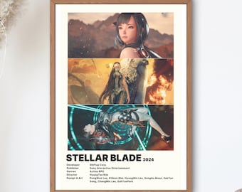 Stellar Blade Game Aesthetic Digital Print | Indie Gaming Poster | Hanging Wall Decor Artwork | Minimalist Design Key Art Cover Collage