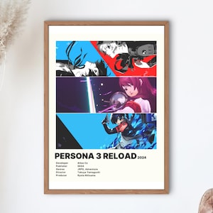 Impression esthétique du jeu Persona 3 Reload | Poster de jeu indépendant | Oeuvre d'art murale suspendue | Collage de couverture artistique au design minimaliste