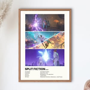 Impresión estética de juego Split Fiction / Póster de juego independiente / Decoración de pared colgante / Collage de portada de arte clave de diseño minimalista imprimible