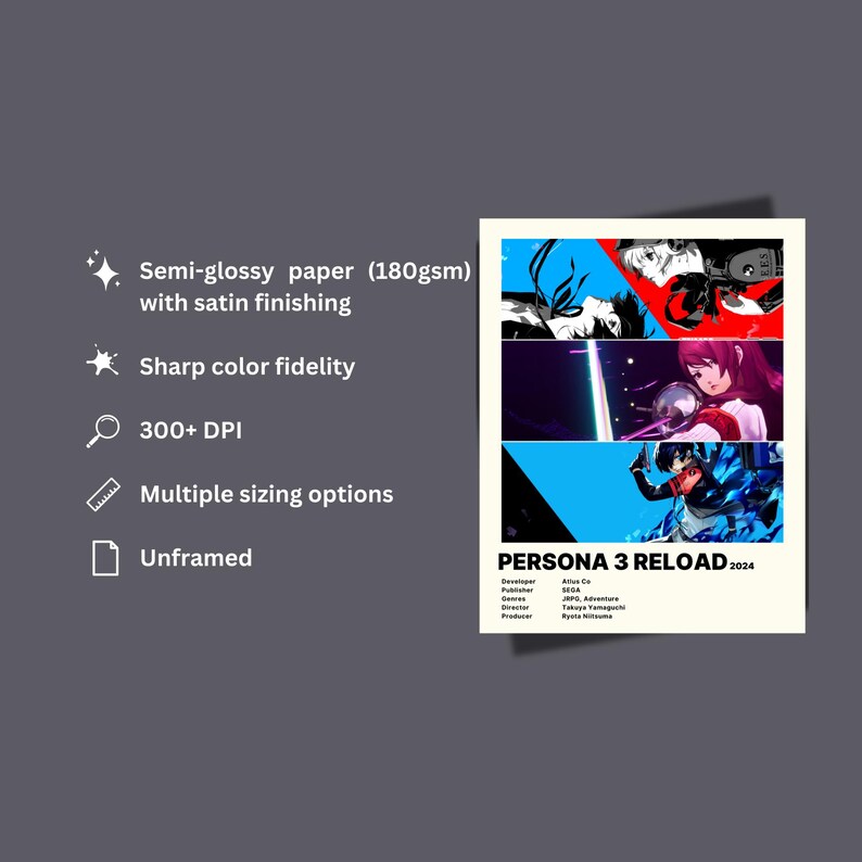 Persona 3 Reload Game Poster | Minimalist Wall Art Print for Indie ...