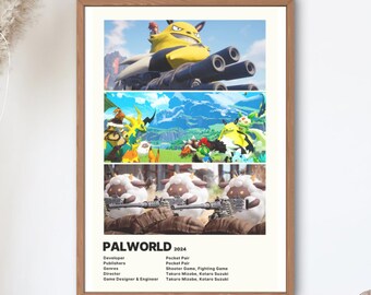 Palworld Game Poster | Minimalist Wall Art Print For Indie Gamers | Graphic Vintage Retro Style