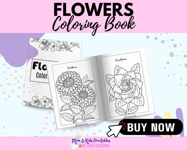 Printable and Digital Flower Coloring Book | 45 Pages of Floral ...
