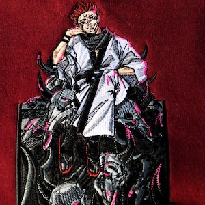 Sukuna Embroidery Hoodie Jujutsu Kaisen Streetwear Embroidered Clothing Sweater Merch