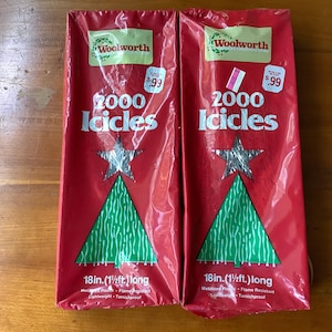 2 Unopened Vintage Woolworth Boxes of Christmas Tinsel / Icicles