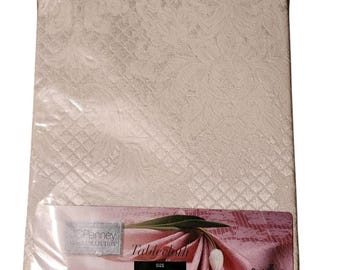 JCPenney Camlot Tablecloth White  52&quot; X 70&quot; Oblong Scotch Guard Cotton Blend