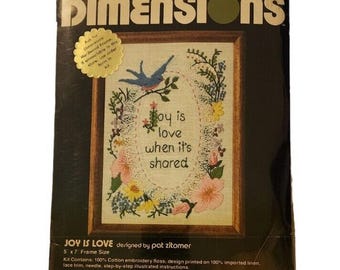 Vtg 1980 Crewel Dimensions Joy is Love Embroidery kit 6033