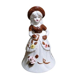 Vintage Brinn Co. Victorian Porcelain Girl With Book Ringing Bell Figurine