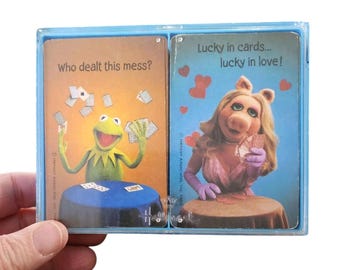 Vtg Hallmark Jim Henson Kermit Muppets Playing Cards Miss Piggy 1980 With Case